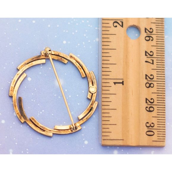 Vintage Steampunk Circle Brooch | Gold Filled | J26 - Picture 2 of 2